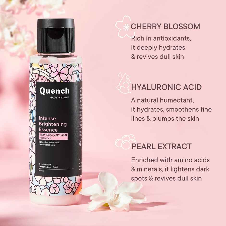QUENCH Intense Brightening Korean Toner Face Essence with Cherry Blossom for Instant Glow