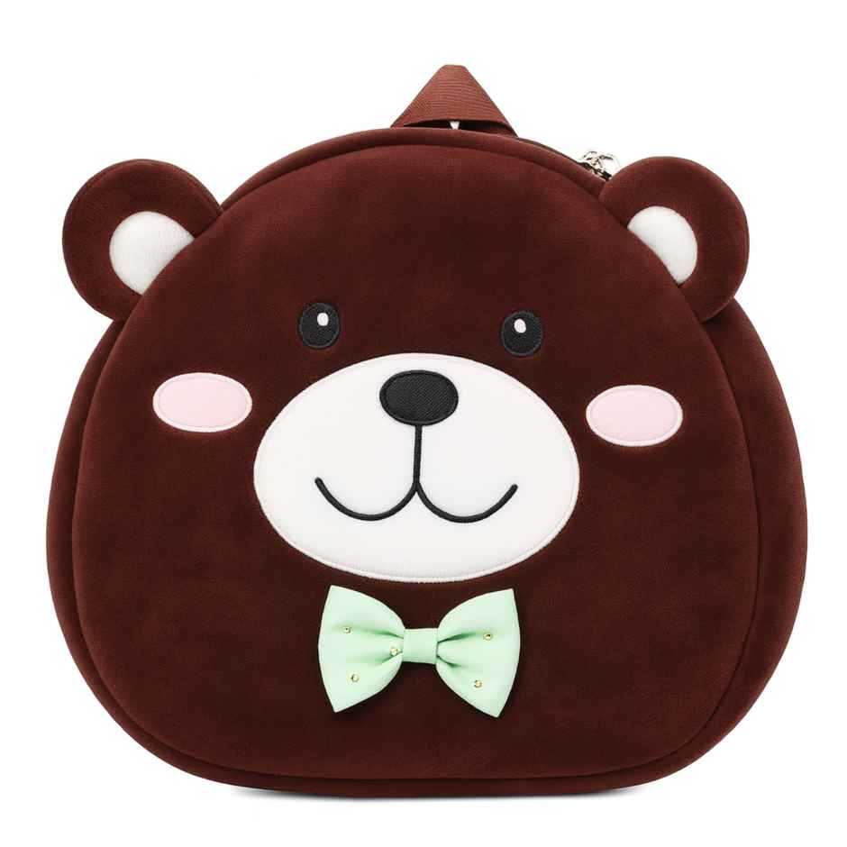 Toytales Face Bag | Plush Backpack | Kids School Bag | Birthday Gift|Brown|Teddy