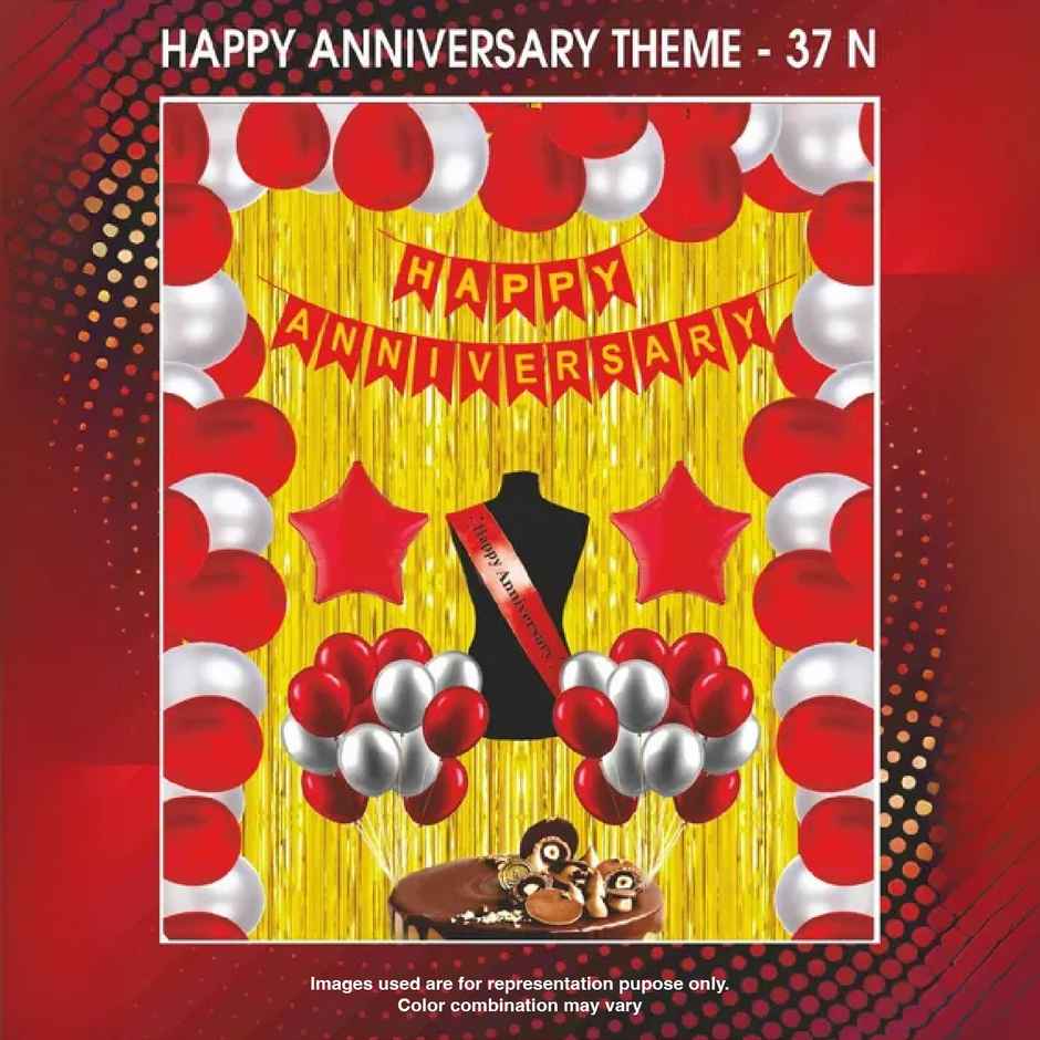 Happy Anniversary Theme Decoration Kit | Assorted Colours | Let's Vybe