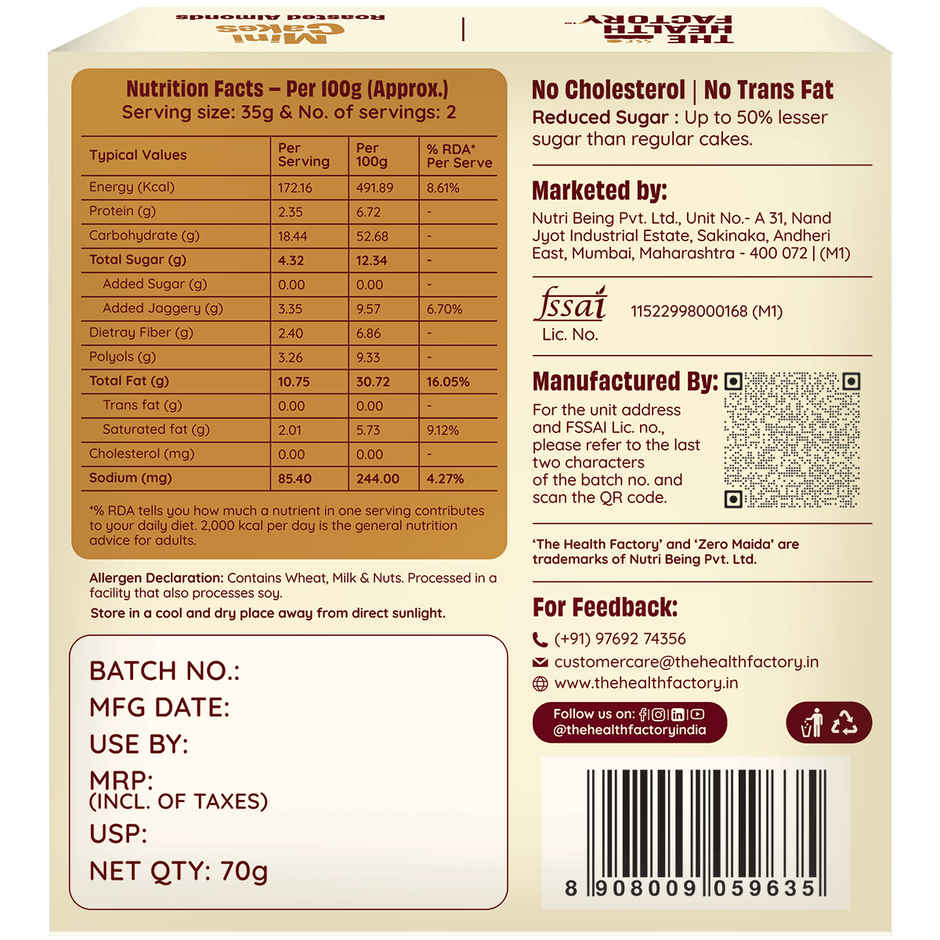 The Health Factory Mini Cakes - Roasted Almonds | Zero Maida | Combo