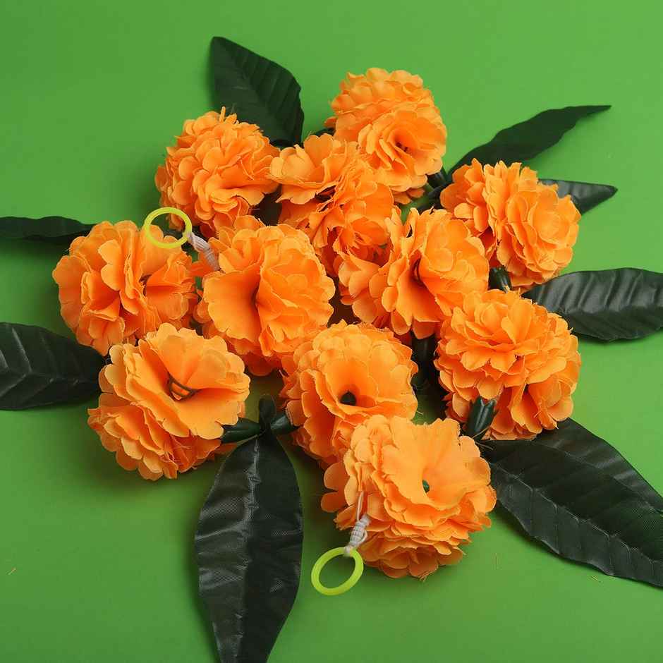 Wall Hanging - Aam Patta Flower Toran | Orange & Green | Gullak