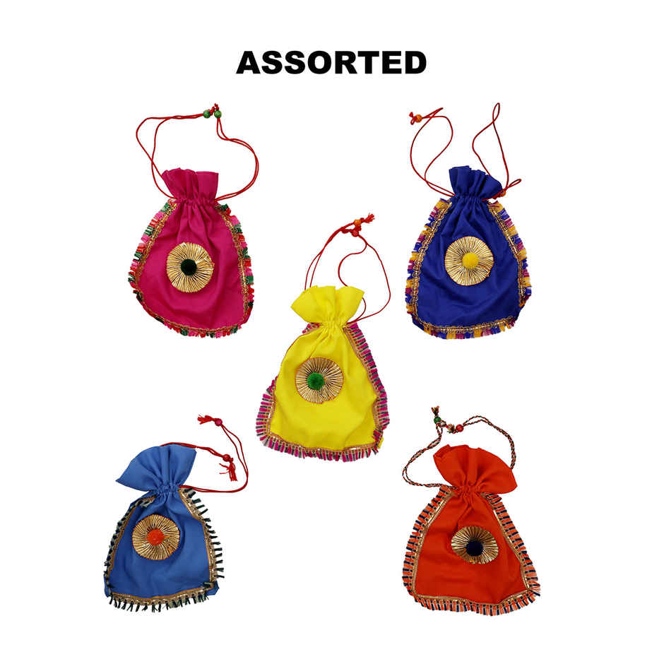 Traditional Gota Work Potli Bag | Handcrafted Ethnic Pouch | Oye Happy