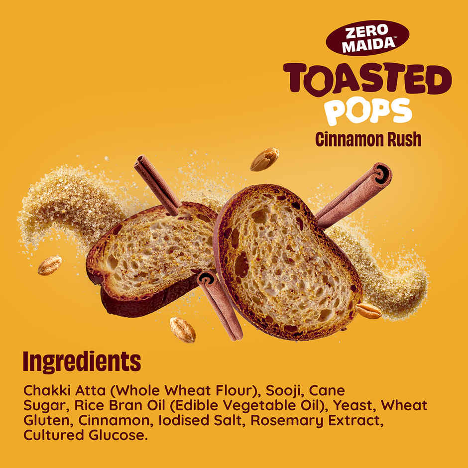 The Health Factory Toasted Pops Cinnamon Rush | Zero Maida | Baked Snack