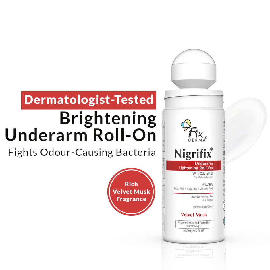 Fixderma 6% AHA Nigrifix Underarm Velvet Musk Roll On, Exfoliates & Brightens Skin