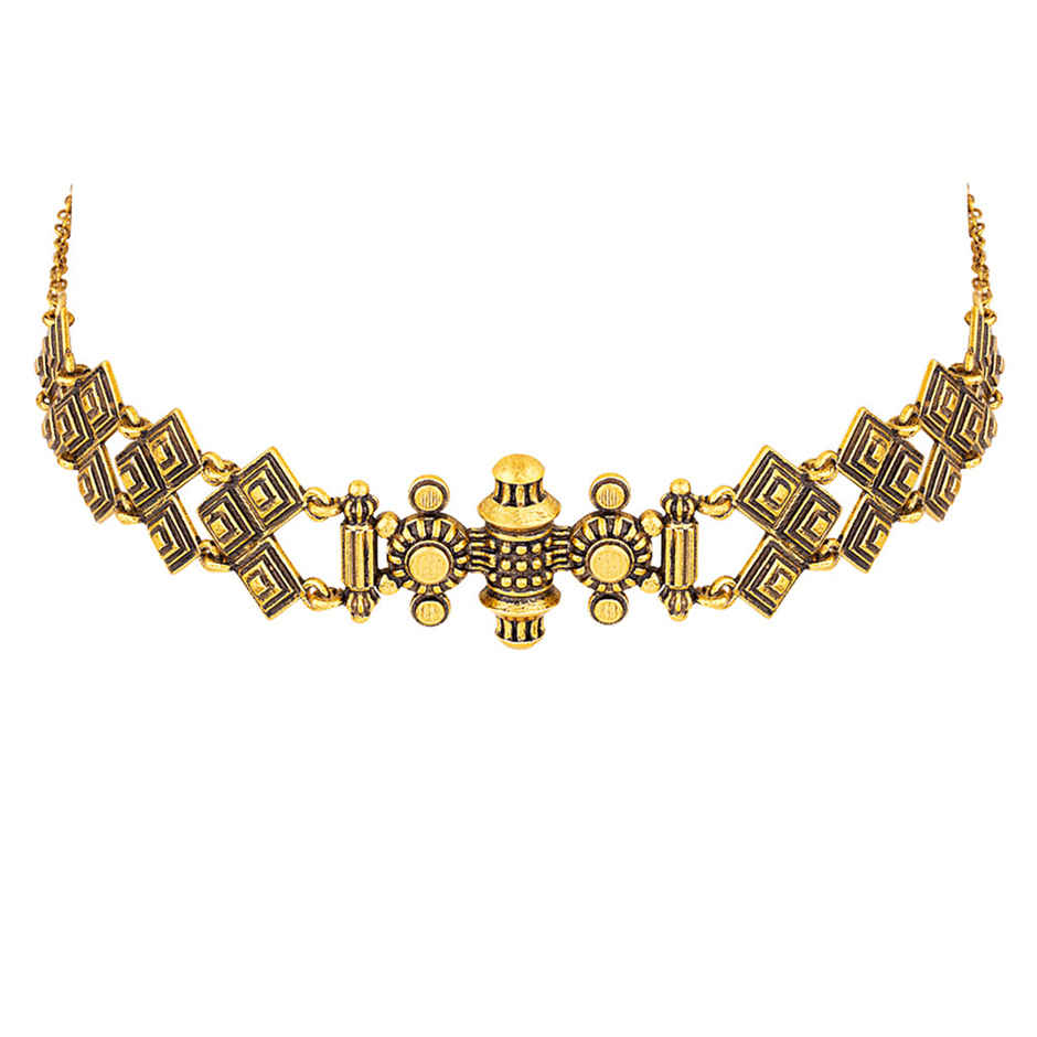 Voylla Temple Of Love Lattice Pattern Choker Necklace