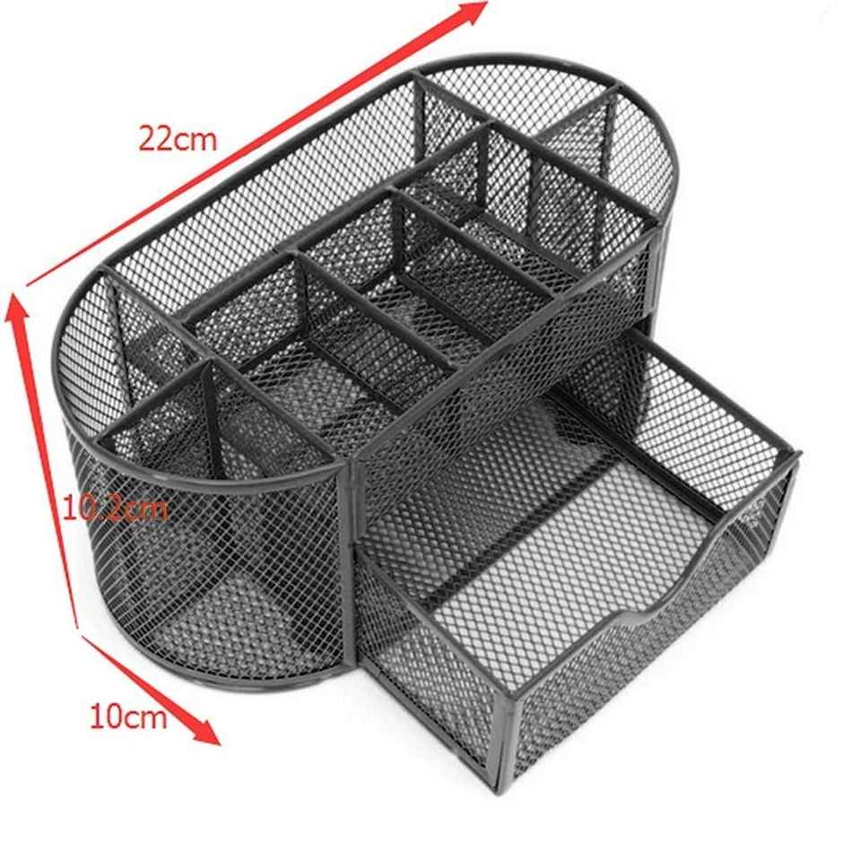 Chrome 9633 Metal Mesh| Useful Mesh Office Supplies Accessories Essentials Caddy With Drawer