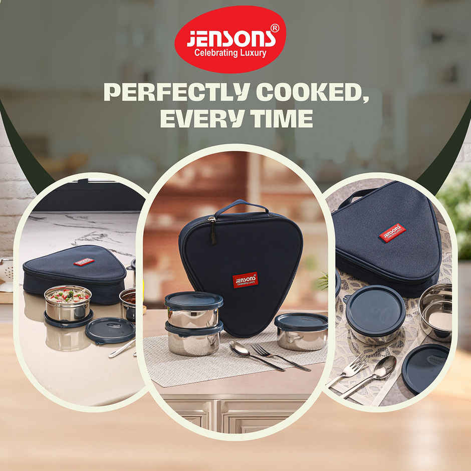 Jensons Stainless Steel Easy Trio Meal Lunch Box Dabbi 350ml x 3