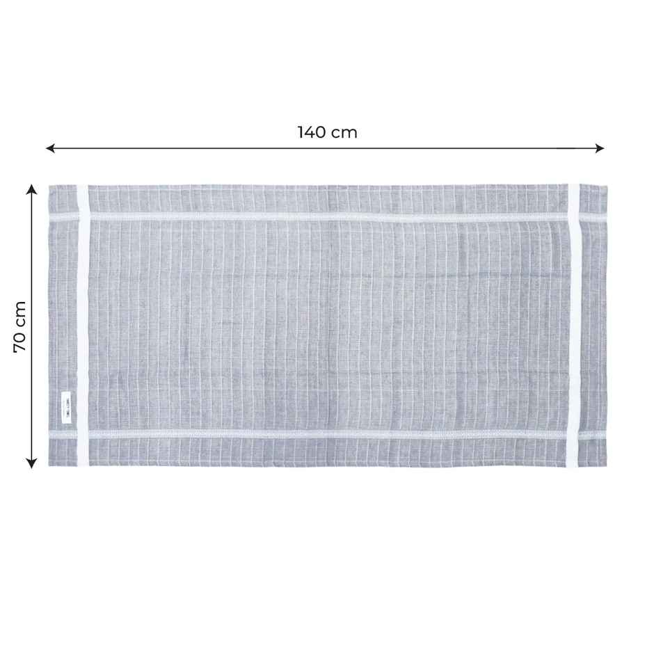 Thirsty Towel by Doctor Towels Double Cloth Cotton Bath Towel Solid | 70 X 140 cm - Grey