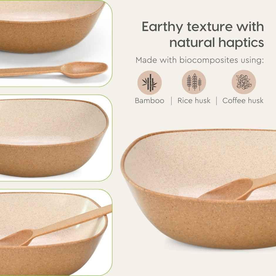 Eha Earth Friendly Multipurpose Bowls | 600 ml, 2 pcs, Tortilla | Made with Rice Husk Biocomposite