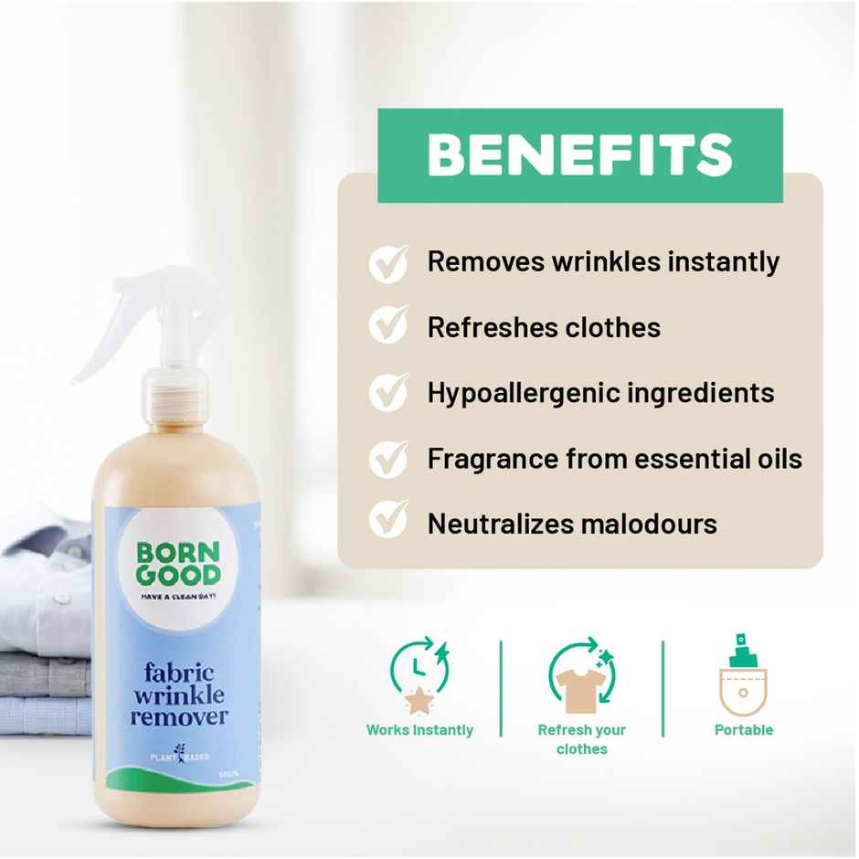 Born Good Plant Based Fabric Wrinkle Remover | Removes Creases and Odor Combo