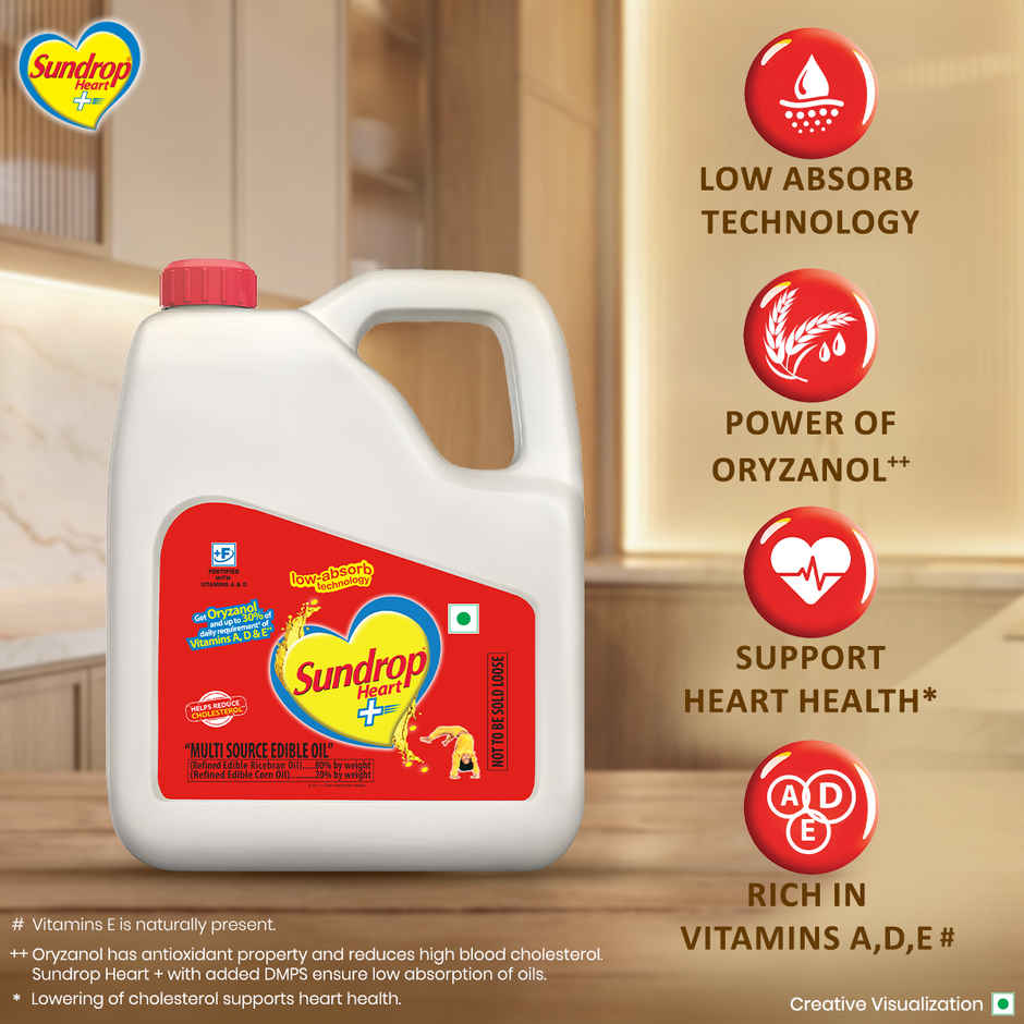 Sundrop Heart Plus|  Helps Reduce Cholesterol | Refined Rice Bran & Corn Oil