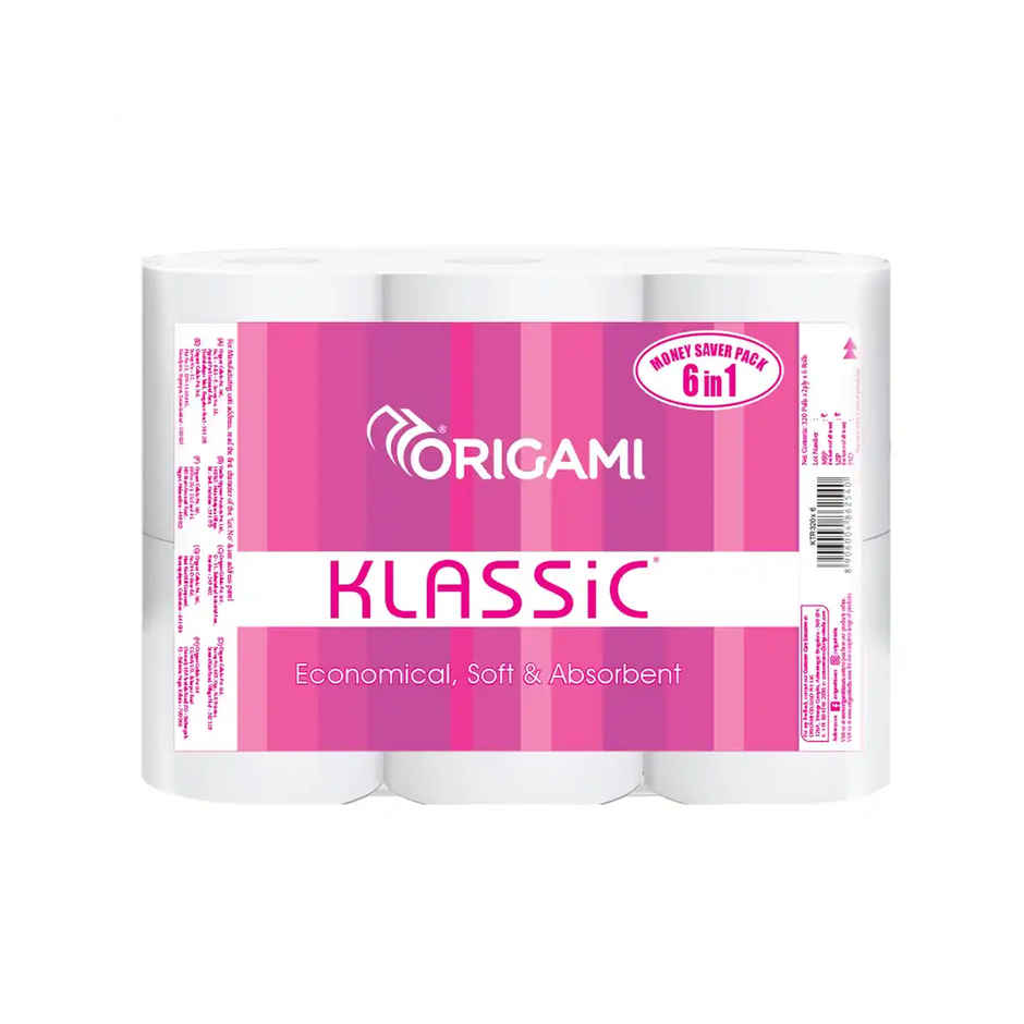 Origami Klassic 6 in 1 Soft Toilet Tissue Roll | 320 Pulls Each