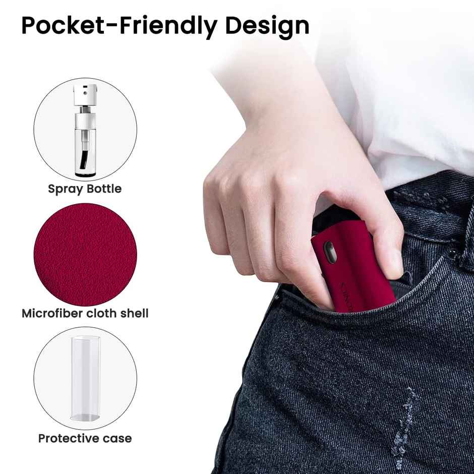 Portronics Swipe 2 Screen Cleaner & Duster with Refillable Spray Bottle, Chemical Free for Monitors & Laptop Screen, Smartphones & Tablets - Red