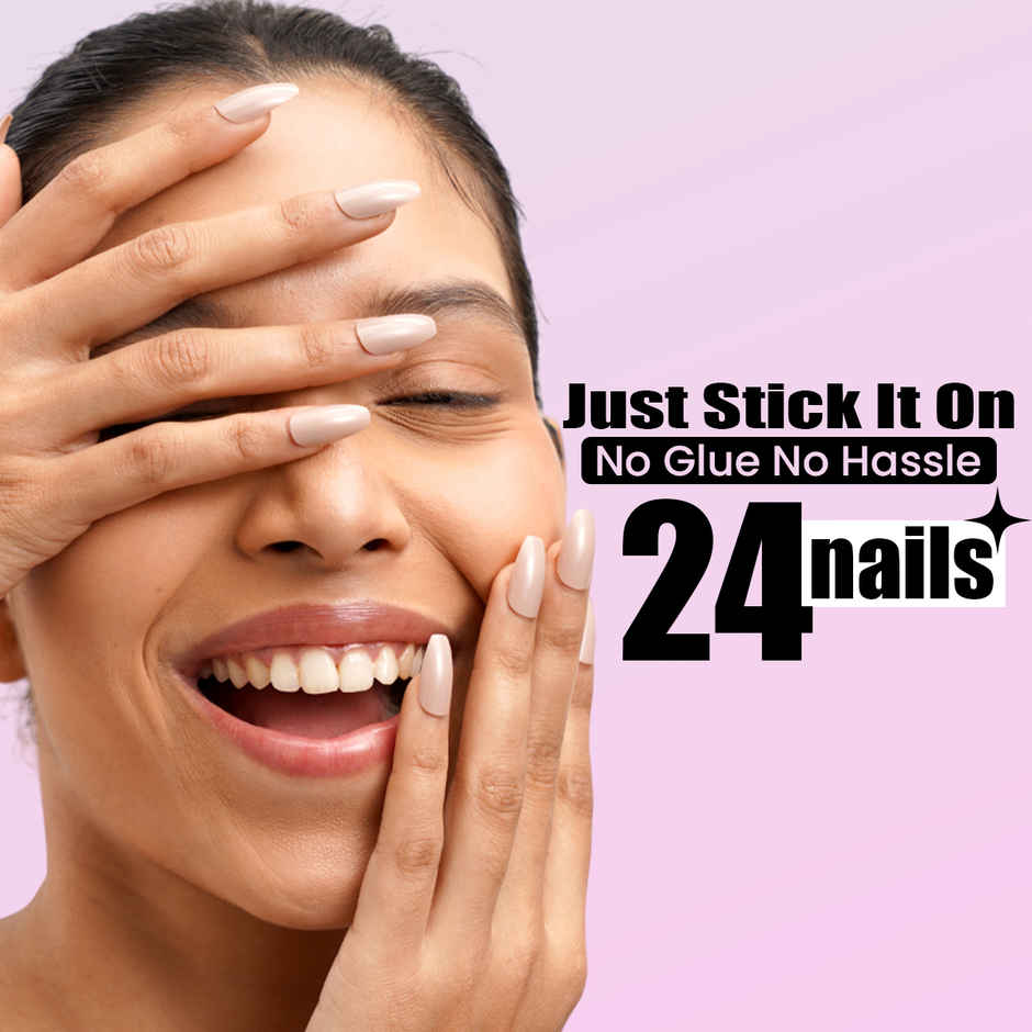 Sanfe Instant Stick On Nails - Classic Coffee | Press On Nails Kit | Artificial Nails Set