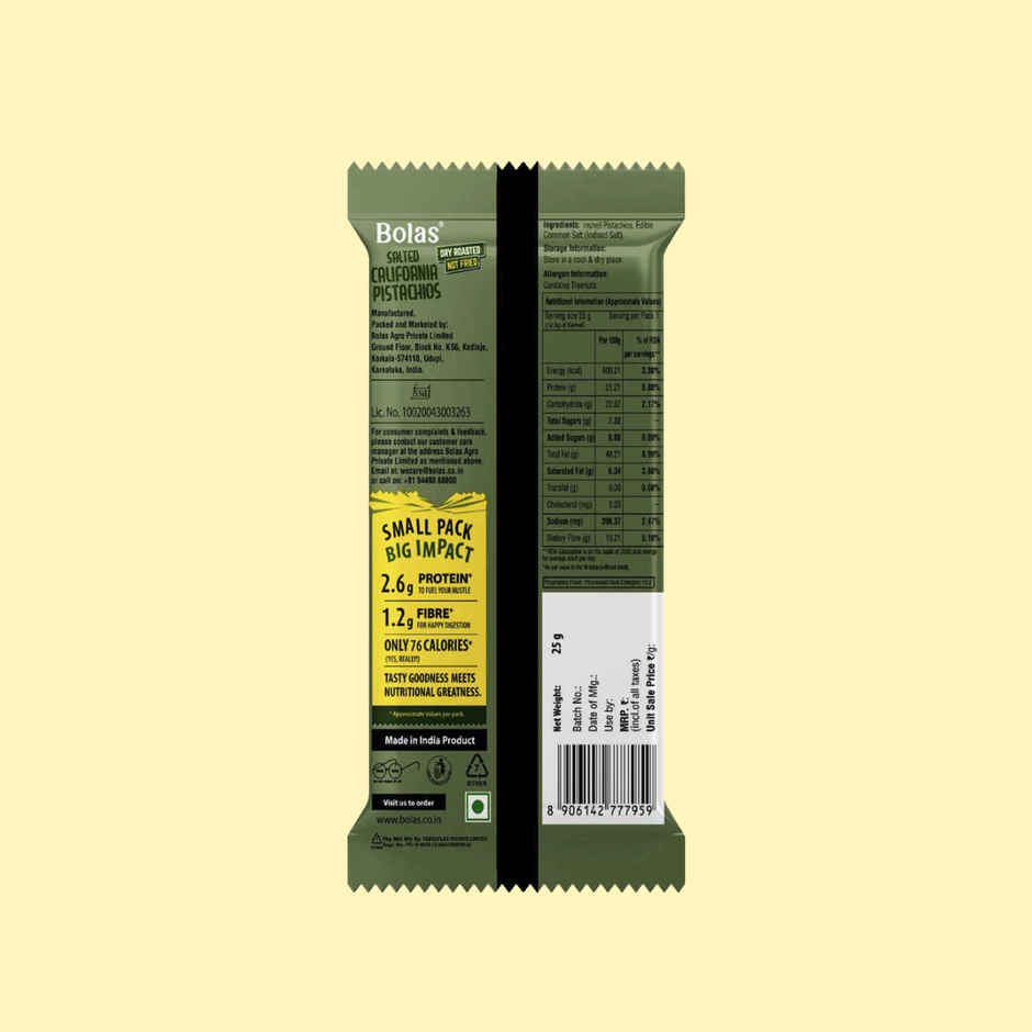 Bolas Salted Pistachios | Roasted & Salted Nuts