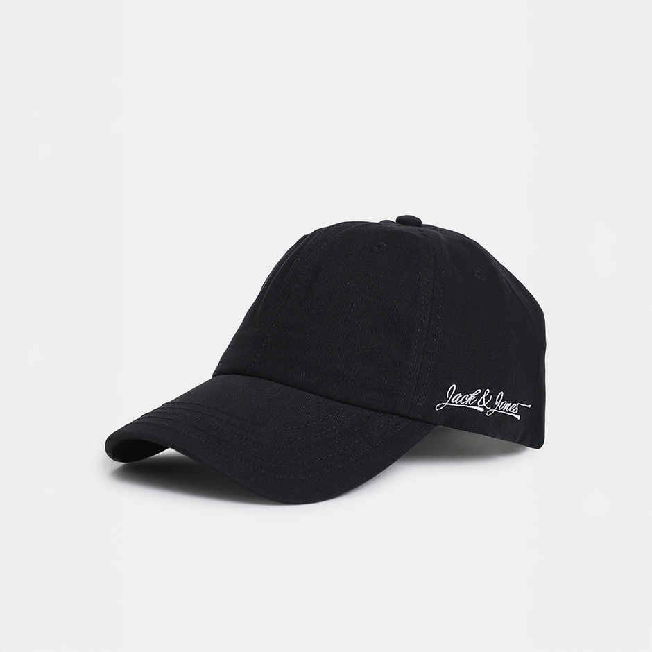 JACK & JONES Black Cotton Baseball Cap, Jet Black - One