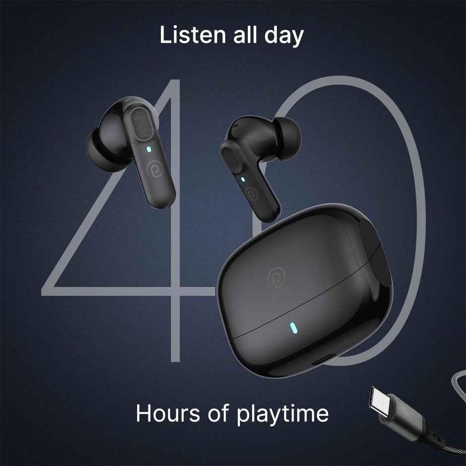 pTron Zenbuds 1 V2 32dB ANC TWS Earbuds | 4 Mic ENC Calls | 40H Playtime | 40 ms Game/Music - Black