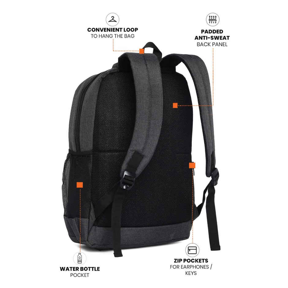 Fur Jaden Unisex Solid Polyester 24 L Laptop Backpack | Black - 15.6 Inches