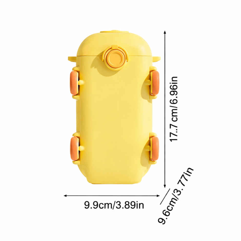 DesignLand Kids Bus Shaped Water Bottle with Shoulder Strap | Yellow - 550 ml
