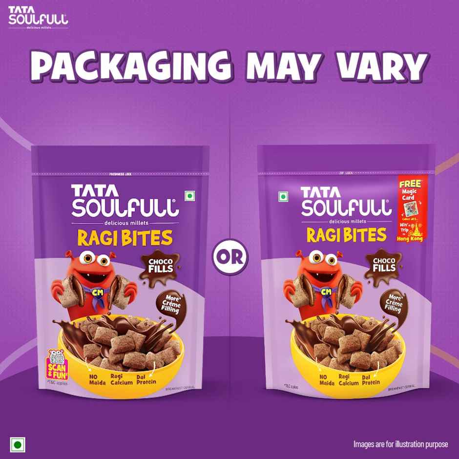 Tata Soulfull Ragi Bites Choco Fills, No Maida, More Cream Filling, Kids Cereal
