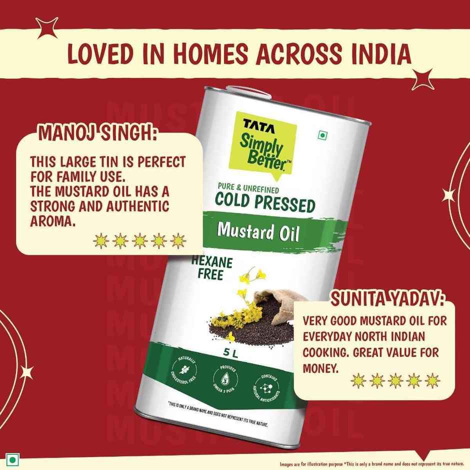 Tata Simply Better Mustard (Sarson) Cold Pressed Oil | Unrefined & Healthy Cooking Oil