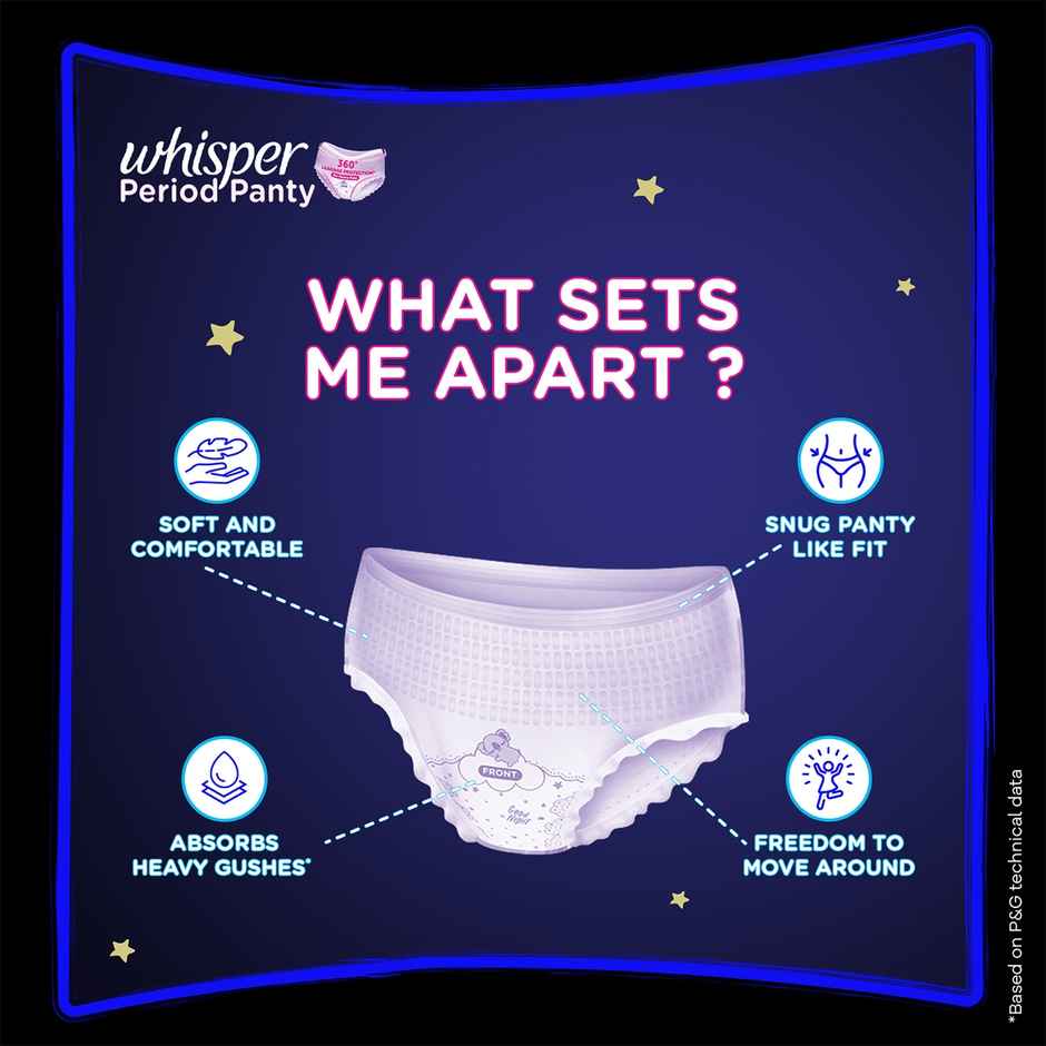 Whisper Super Absorbent Period Panty, 12 M-L Pants