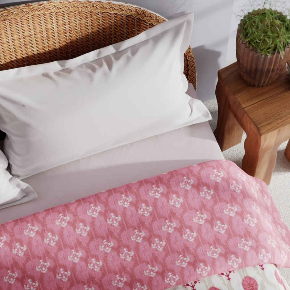 Bianca Extremely Soft 100% Muslin Cotton Dohar Pure Cotton Double Size Mezzo Ornamental-White/Peach