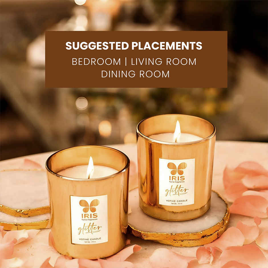 IRIS Gold Glass Votive Aroma Candles