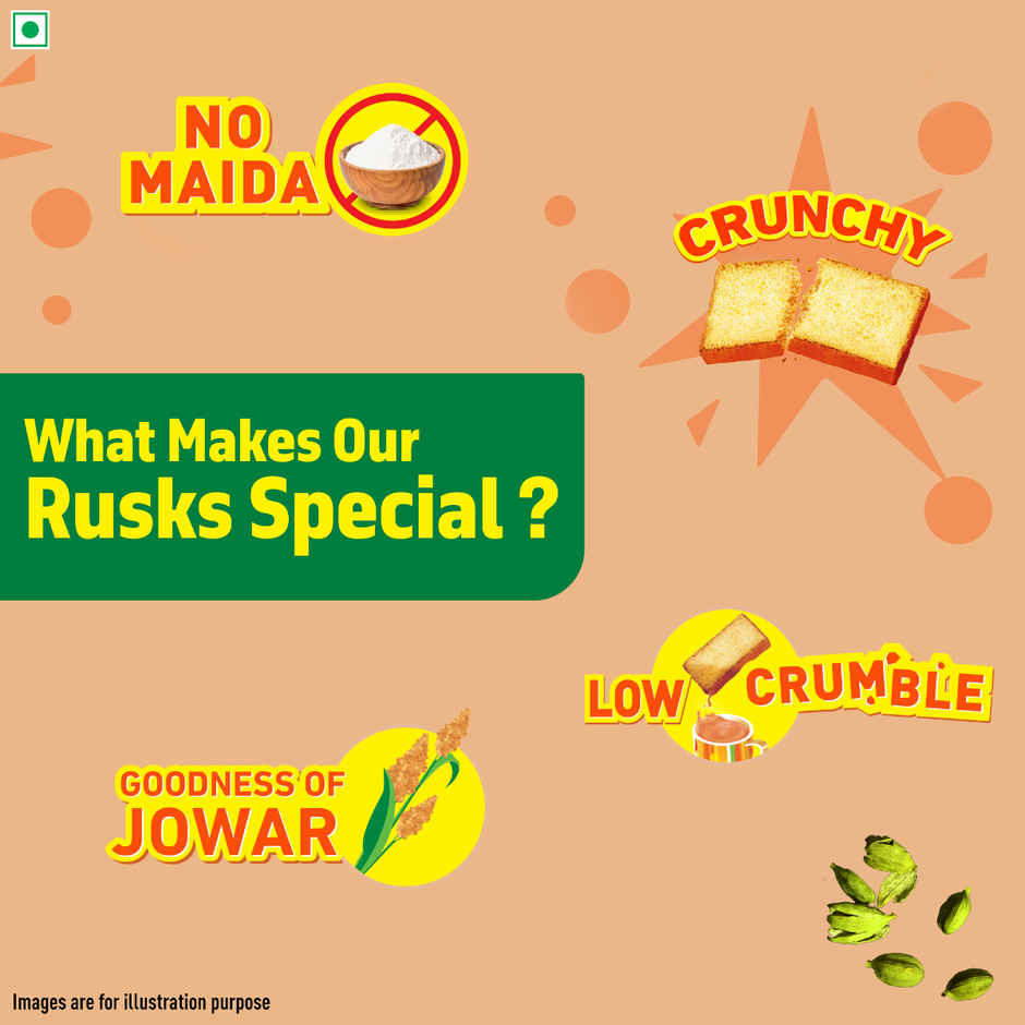 Tata Soulfull No Maida Elaichi Rusk | Made With Whole Wheat Atta & Jowar | Crunchy Tea-Time Snack
