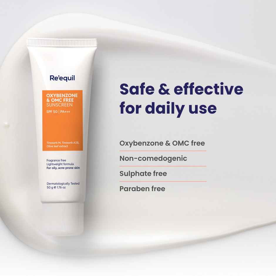 Re'Equil Oxybenzone Free Sunscreen SPF 50 For Oily, Acne Prone Skin