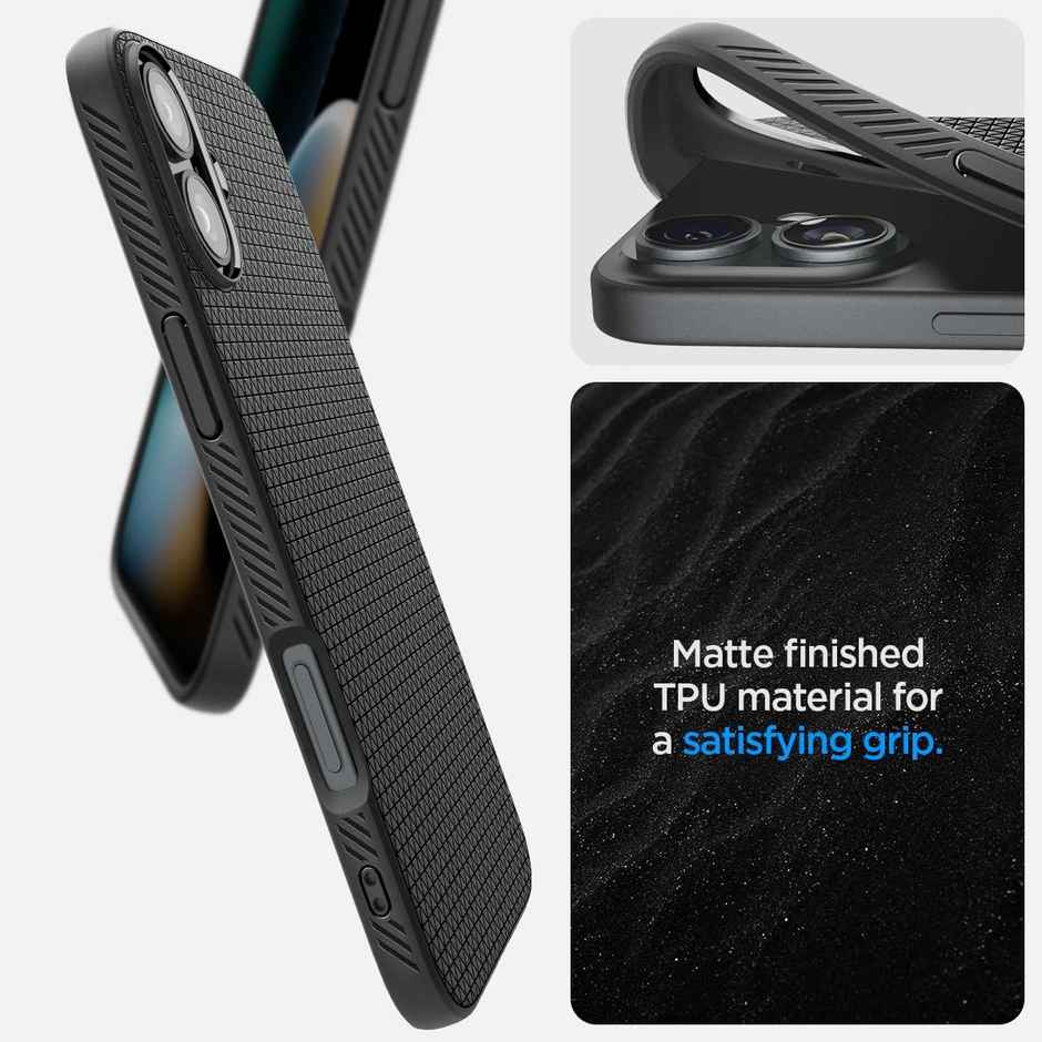 Spigen Liquid Air Back Cover Case Compatible with iPhone 16 (TPU | Matte Black)