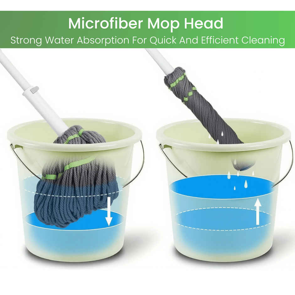 Zulaxy Smart Twist Mop for Effortless Floor Cleaning (Stainless Steel, Microfiber Head)