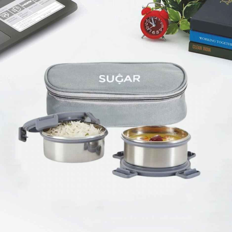 Sugar Homeware Steelock Duo Stainless Steel Clip Lock Leakproof Lunchbox