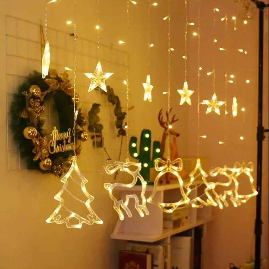 Desidiya Christmas Reindeer Led Curtain String Lights - Perfect For Window & Wall Decorations