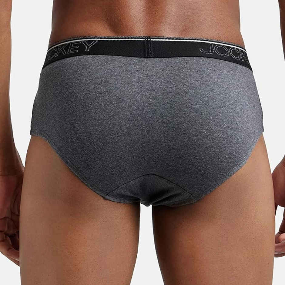 Jockey 8037 Men's Super Combed Cotton Underwear Solid Brief|Ultrasoft Waistband | Grey-M