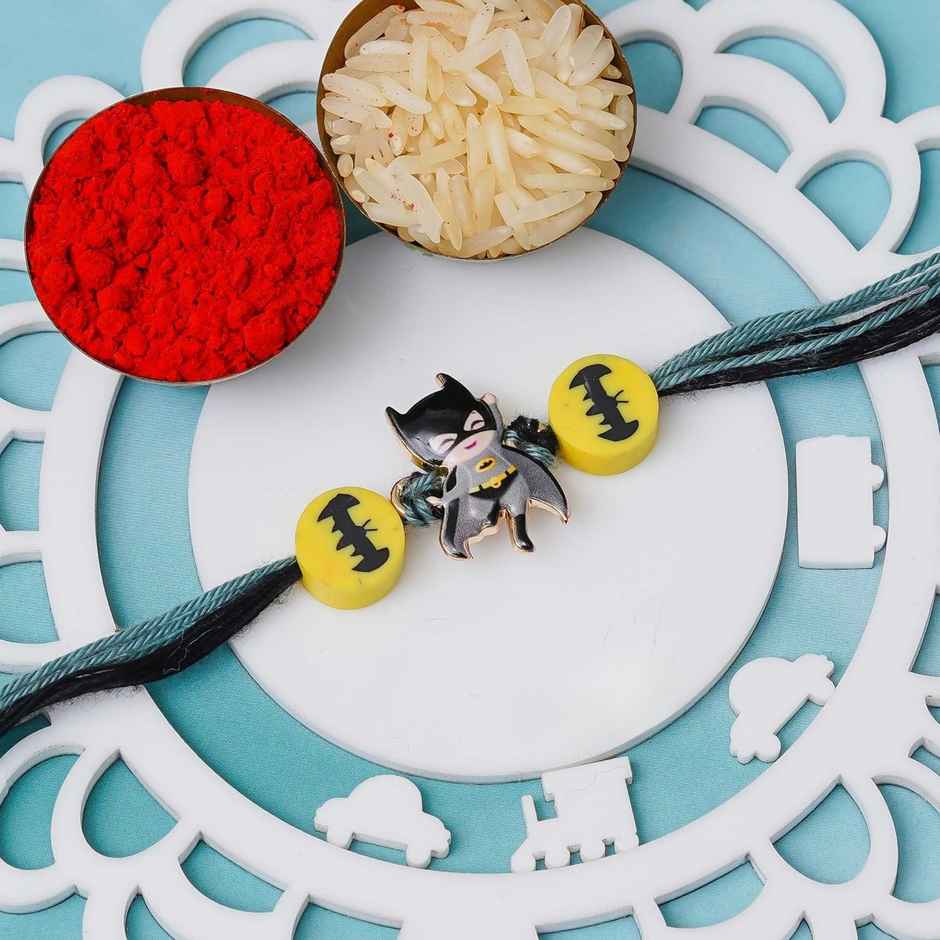 Kids Batman Rakhi for Bhai, Bhaiya with Roli Chawal | Bat Man | Pack of 1 | Ecraftindia