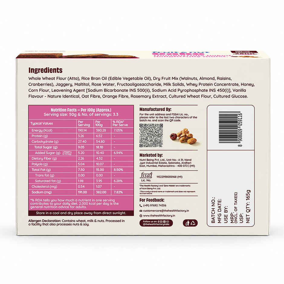 The Health Factory Pound Cake Fruit & Nut | Zero Maida | Tea Cake | Eggless