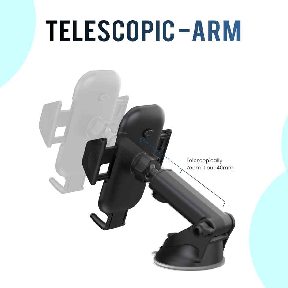 Portronics Clamp M Car Mobile Holder - Strong Suction Cup