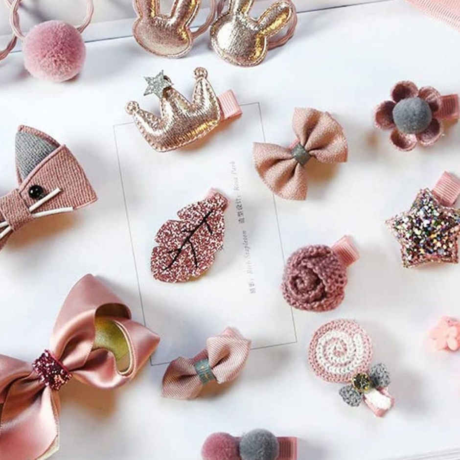 YouBella Jewellery Hair Clip Set For For Girls - Pink