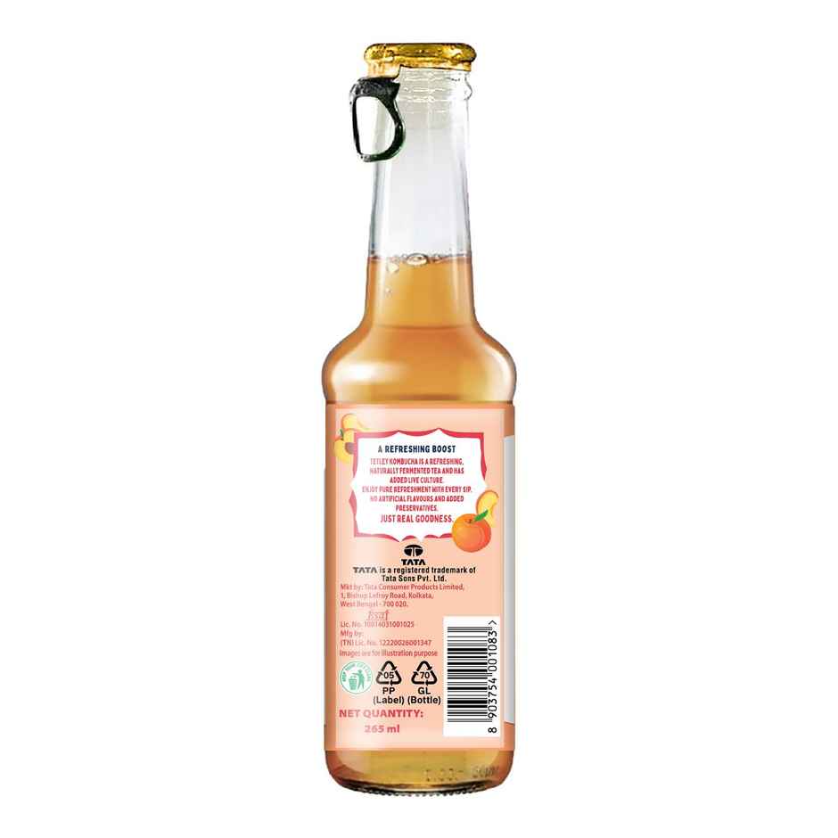 Tetley Kombucha Peach Fermented Tea With Live Culture | Rich in Antioxidants