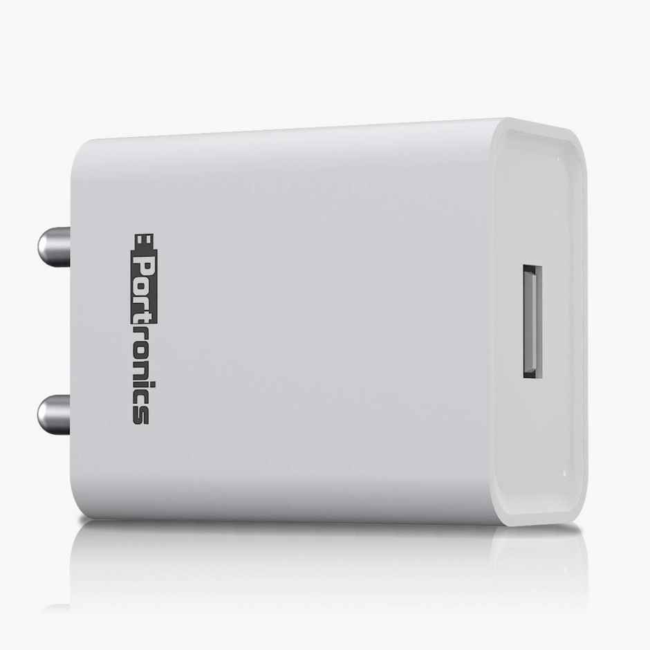 Portronics Adapto 62 POR 1062 USB Wall Adapter with 2.4A Fast Charging Single USB Port(White)