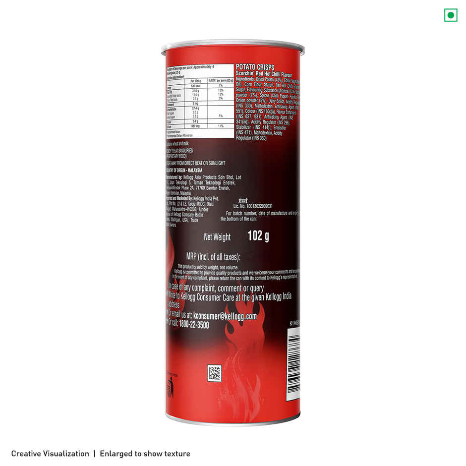 Pringles Scorchin Red Hot Chilli | Spicy & Crispy (102g) & Galaxy Fusions Dark Chocolate Bar With 70% Cocoa (56g) Combo