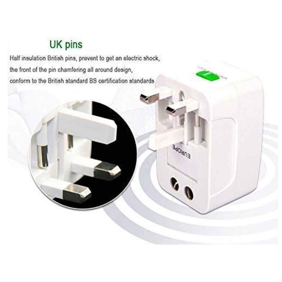 Universal All-In-One Worldwide International USB Travel Adapter - 2 USB Support - White