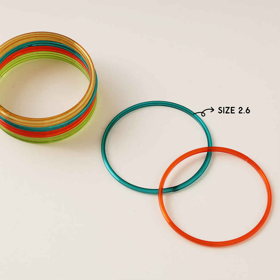 Traditional Glass Bangles | Colorful Traditional Jewellery | Multicolour | Pack Of 12 | Size 2.6 | Oye Happy