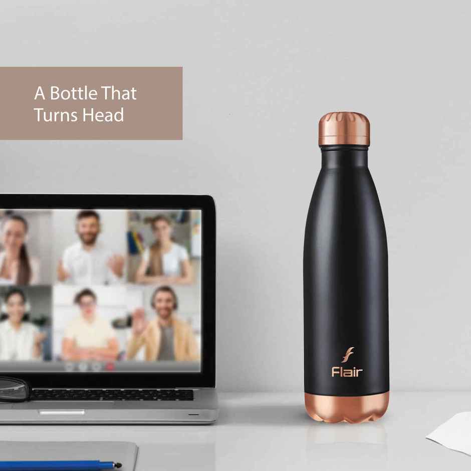 Flair Spark Vacuum Insulated Steel Water Bottle | 500 ml | Black