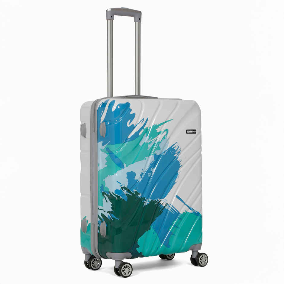 Teakwood ABS and Polycarbonate 65 L Telescopic Hard Luggage Trolley Bag | Blue - M