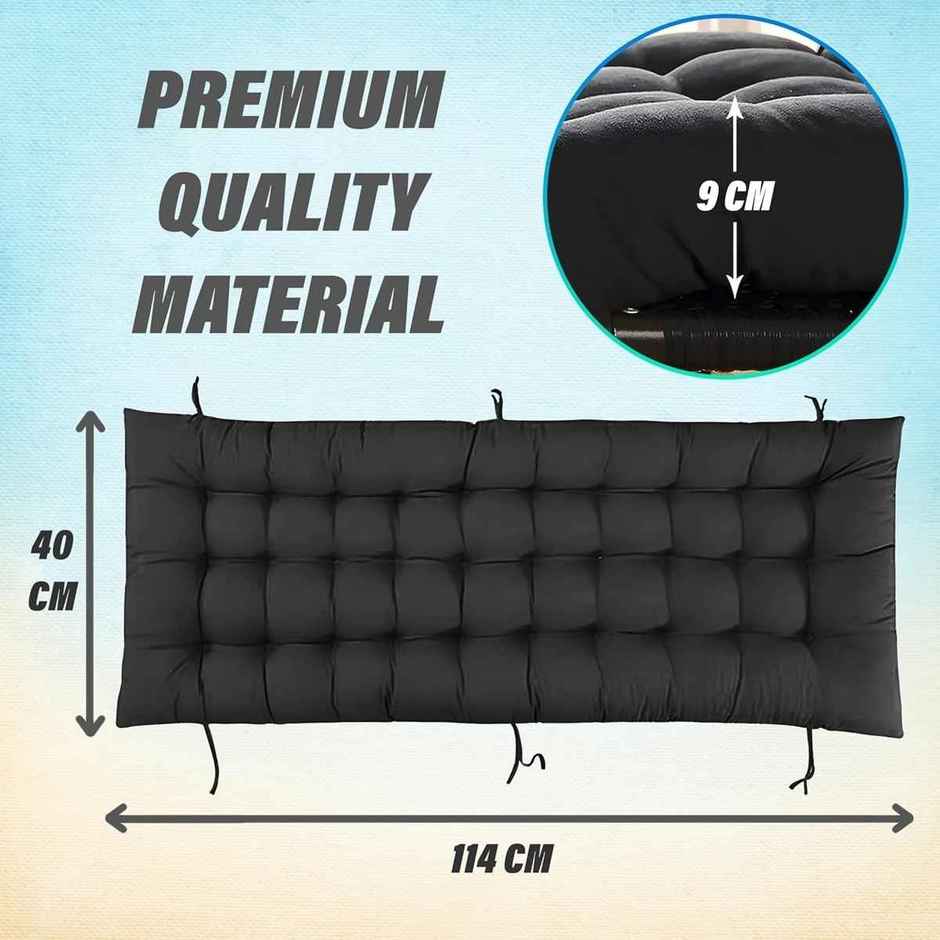 Kuber Industries Microfiber Cotton Cushion Pad | Long Chair Pad for Indoor/Outdoor | Black