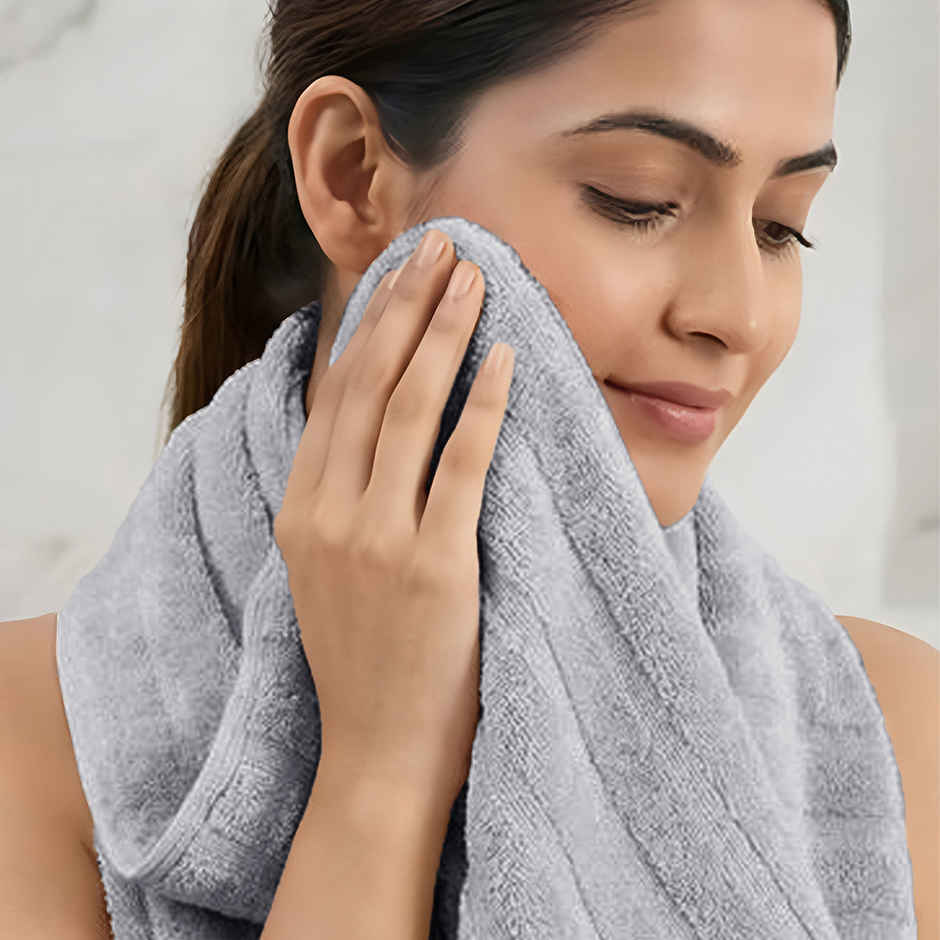Mytrident Quick Dry Cotton Hand Towel Set | 16 x 28 in | Charcoal Grey