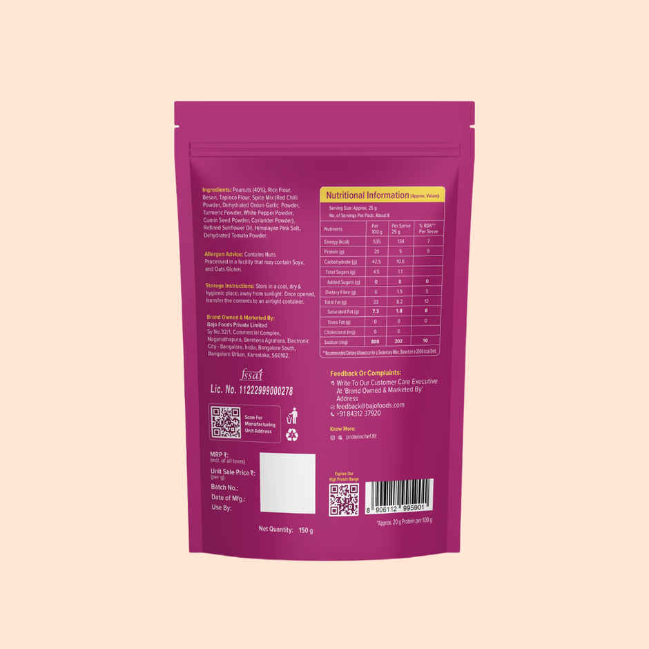 Protein Chef Crunchy Coated Peanuts | No Palm Oil Masala Roasted 20g Protein Healthy Snacks