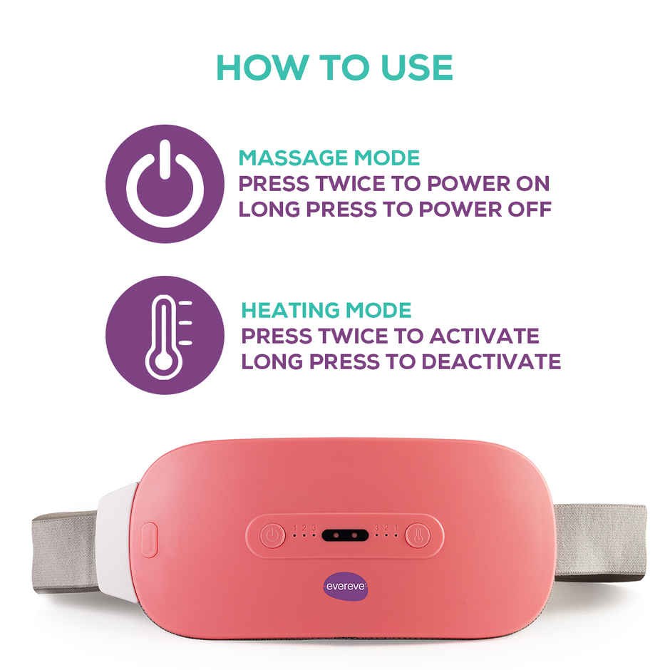Evereve Electric Menstrual Pain Relief Massager (3 modes & heating levels, 5 hrs battery life)